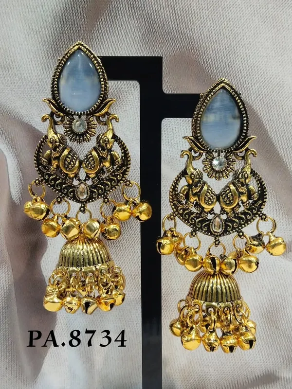 Gold_Blue_Alloy_Metal_Stone_Peacock_Jhumka_Earrings_For_Women_-_Pack_of_2