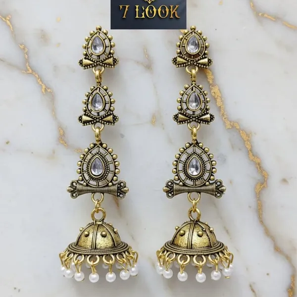 Gold_Alloy_Metal_Oxidized_Jhumka_Earrings_For_Women_-_Pack_of_2