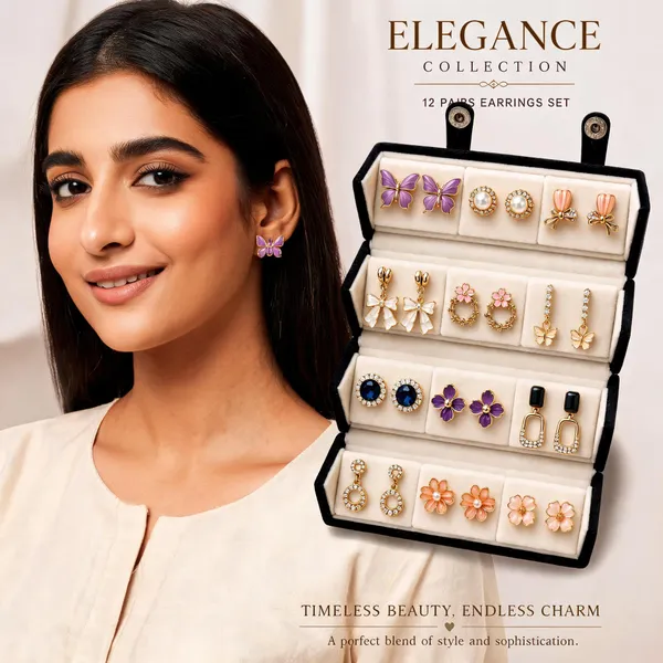 Gold_Alloy_Metal_12_Pairs_Earrings_Set_For_Women