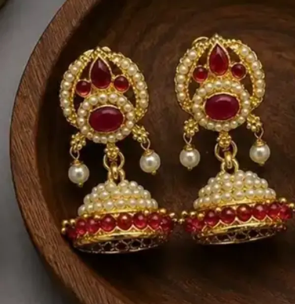 Red_Alloy_Metal_Pearl_Embellished_Jhumka_Earrings_For_Women_-_Pack_of_2
