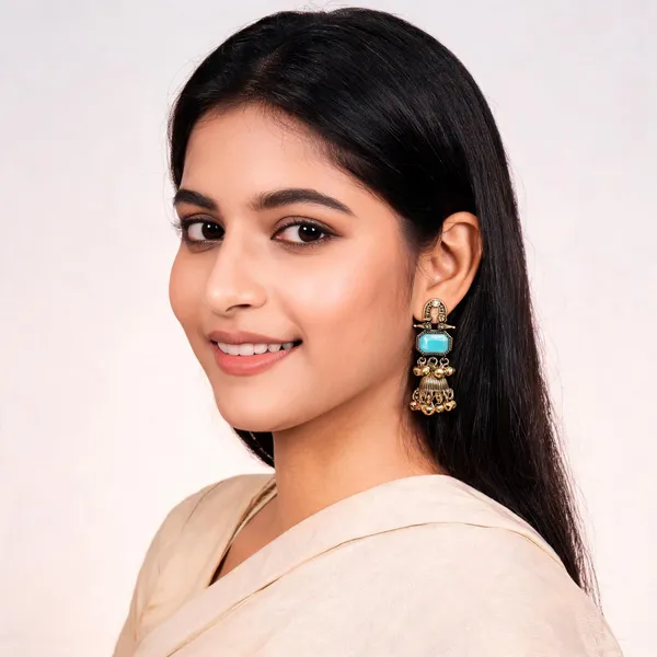 Gold_Turquoise_Alloy_Metal_Jhumka_Earrings_For_Women_-_Pack_of_2