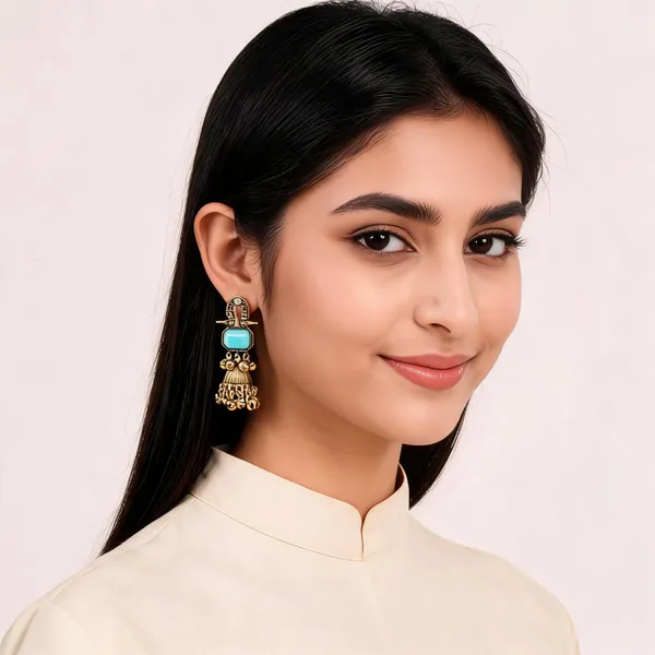 Gold_Turquoise_Alloy_Metal_Jhumka_Earrings_For_Women_-_Pack_of_2