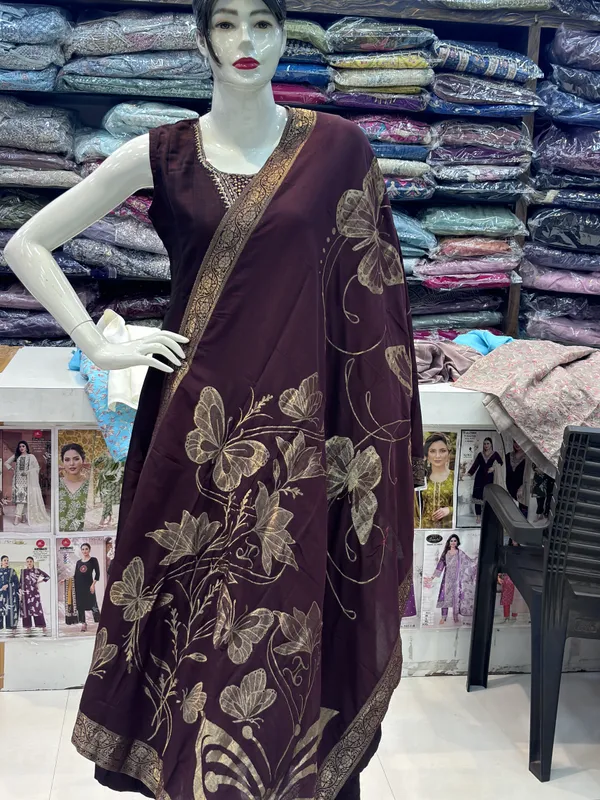 Brown_Vichitra_Silk_Sleeveless_Embellished_Anarkali_Suit_Set_For_Women