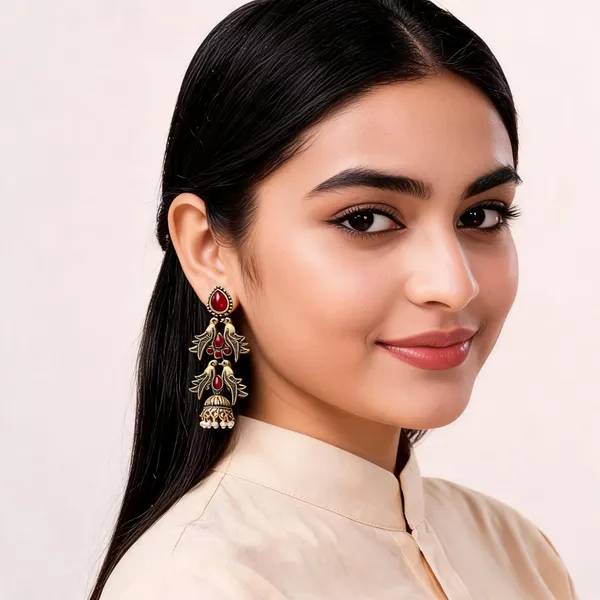 Gold_Red_Alloy_Metal_Stone_Long_Jhumka_Earrings_For_Women_-_Pack_of_2