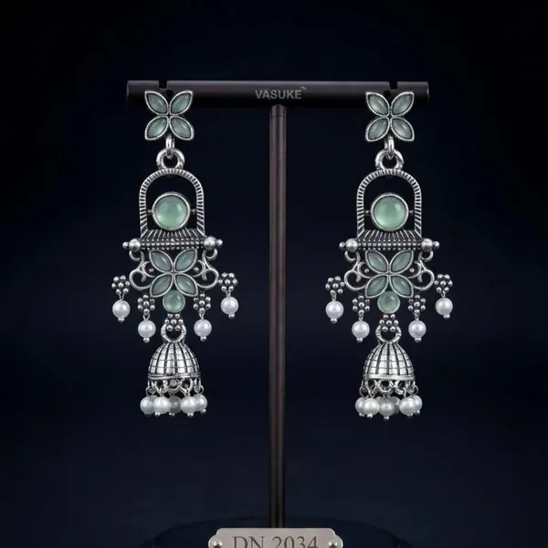 Silver_Alloy_Metal_Oxidized_Jhumka_Earrings_For_Women_-_Pack_of_2