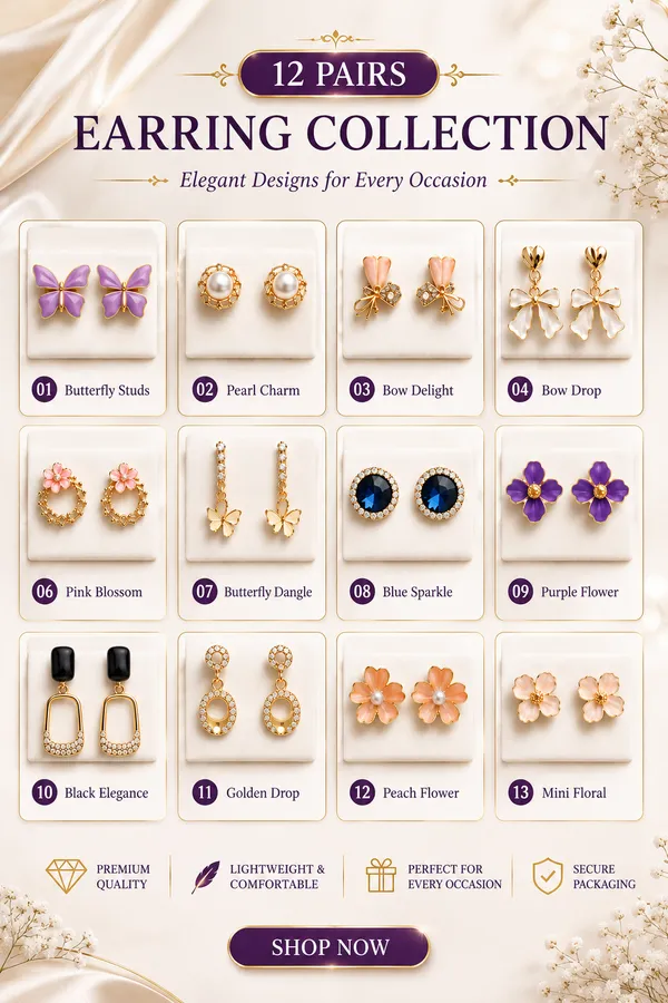 Gold_Alloy_Metal_12_Pairs_Earrings_Set_For_Women