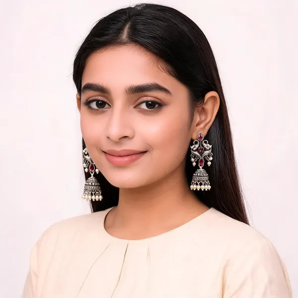 Silver_Alloy_Metal_Oxidized_Chandelier_Jhumka_Earrings_For_Women_-_Pack_of_2