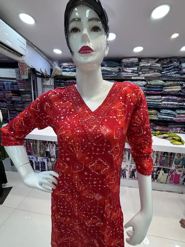 Red_Rayon_Straight_Printed_Kurta_Set_For_Women