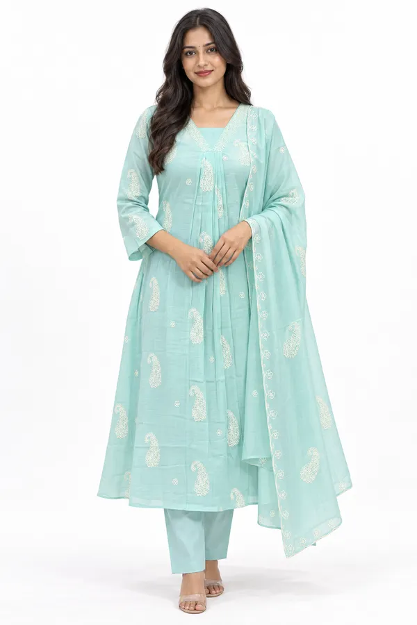 Mint_Green_Mul_Chanderi_Embroided_Anarkali_Set_For_Women