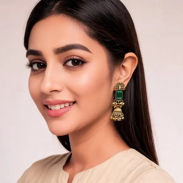 Green_Gold_Alloy_Metal_Jhumka_Earrings_For_Women_-_Pack_of_2