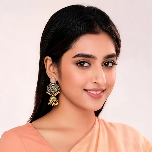 Gold_Alloy_Metal_Peacock_Jhumka_Earrings_For_Women_-_Pack_of_2
