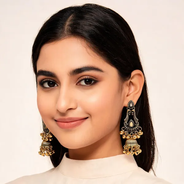 Gold_Alloy_Metal_Oxidized_Jhumka_Earrings_For_Women_-_Pack_of_2