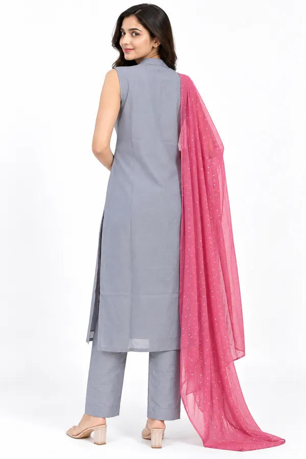 Grey_Chanderi_Floral_Butta_Embroidered_Kurta_Set_for_Women_–_Sleeveless_(Sleeves_Included)