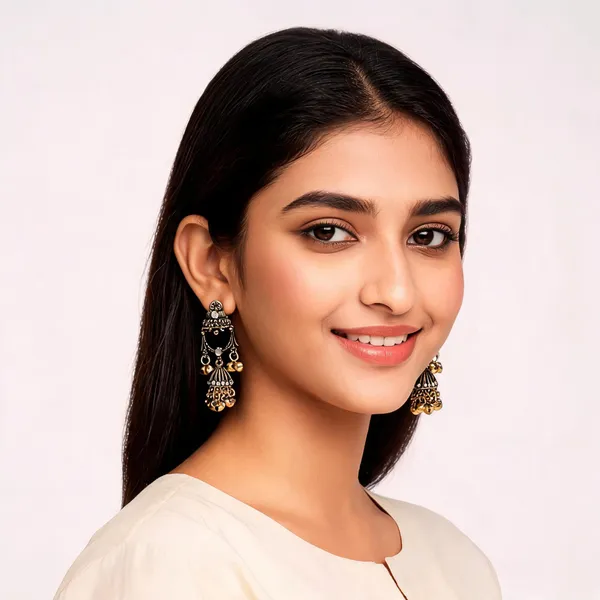 Gold_Alloy_Metal_Oxidized_Jhumka_Earrings_For_Women_-_Pack_of_2