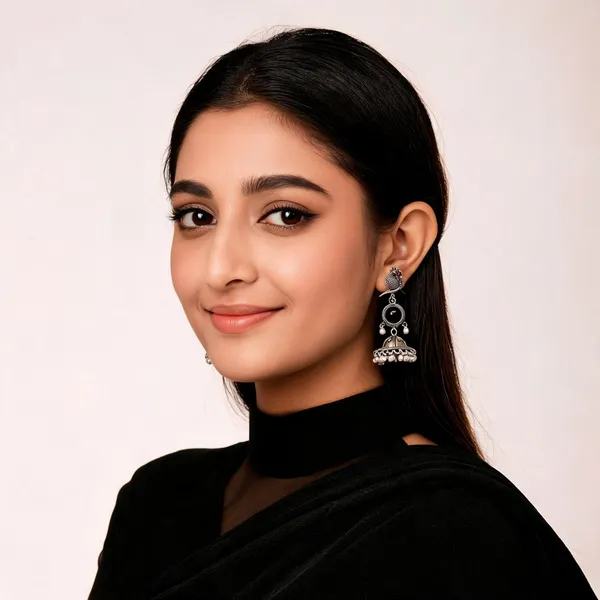 Silver_Alloy_Metal_Oxidized_Peacock_Jhumka_Earrings_For_Women_-_Pack_of_2