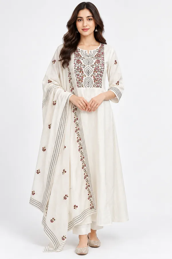 White_Mul_Chanderi_A-Line_Embroidered_Anarkali_Set_For_Women
