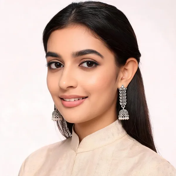 Silver_Alloy_Metal_Leaf_Pattern_Jhumka_Earrings_For_Women_-_Pack_of_2