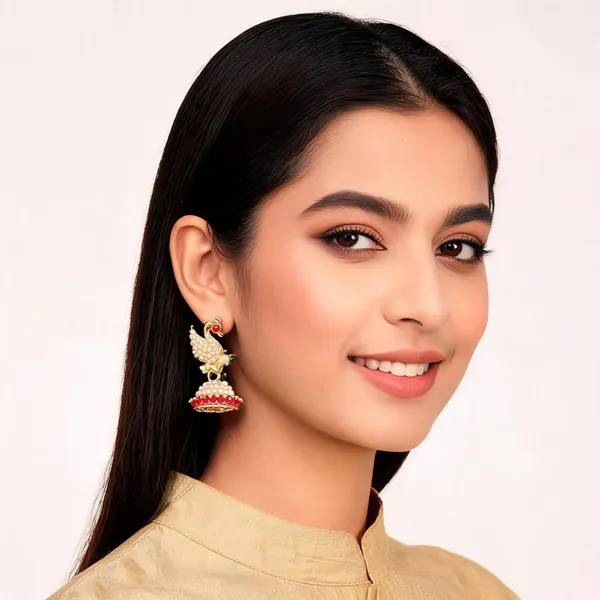 Gold_Alloy_Metal_Pearl_Peacock_Jhumka_Earrings_For_Women_-_Pack_of_2