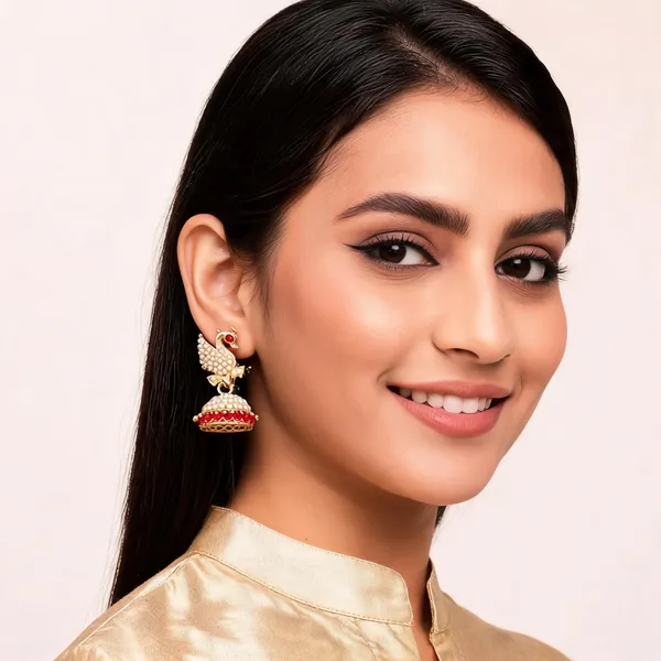 Gold_Alloy_Metal_Pearl_Peacock_Jhumka_Earrings_For_Women_-_Pack_of_2