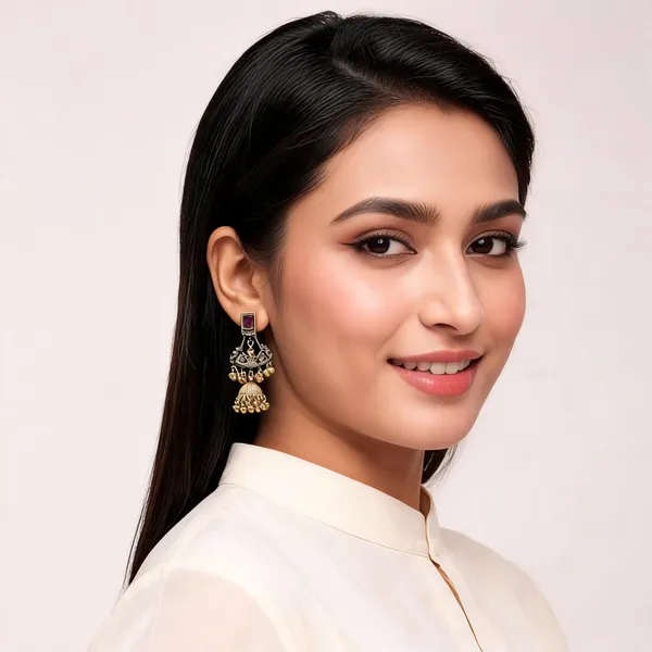 Purple_Gold_Alloy_Metal_Stone_Peacock_Jhumka_Earrings_For_Women_-_Pack_of_2