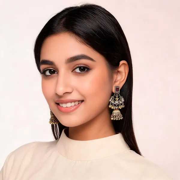 Purple_Gold_Alloy_Metal_Stone_Peacock_Jhumka_Earrings_For_Women_-_Pack_of_2