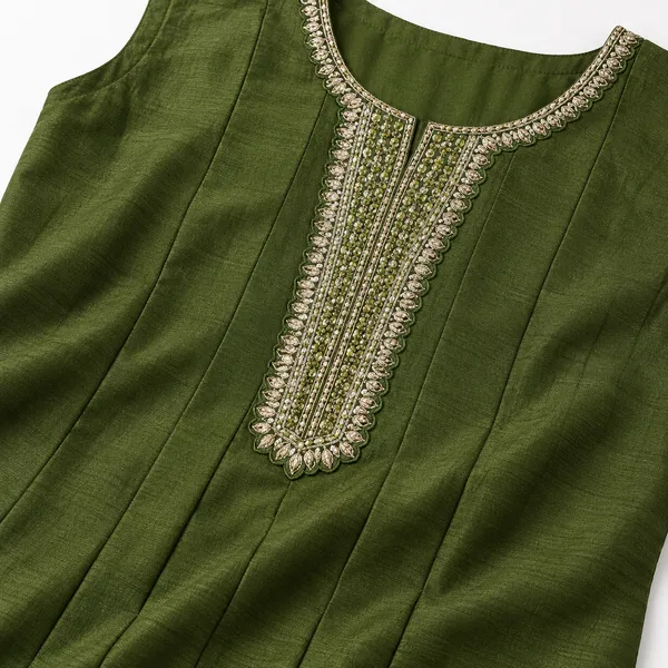 Green_Vichitra_Silk_Embroidered_Anarkali_Suit_Set_For_Women_-_(Sleeves_Included)