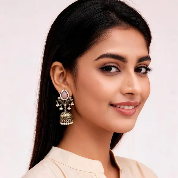 Gold_Alloy_Metal_Kundan_Jhumka_Earrings_For_Women_-_Pack_of_2
