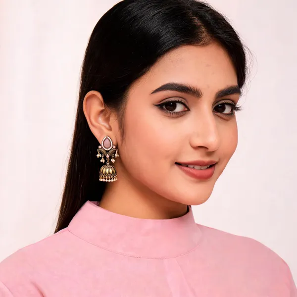 Gold_Alloy_Metal_Kundan_Jhumka_Earrings_For_Women_-_Pack_of_2