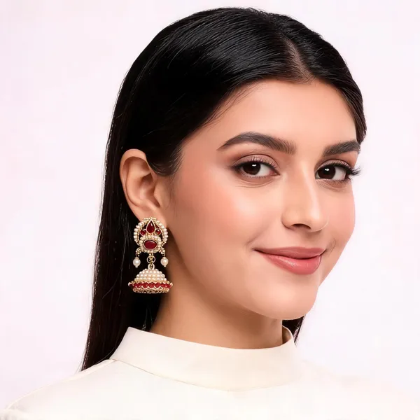 Red_Alloy_Metal_Pearl_Embellished_Jhumka_Earrings_For_Women_-_Pack_of_2