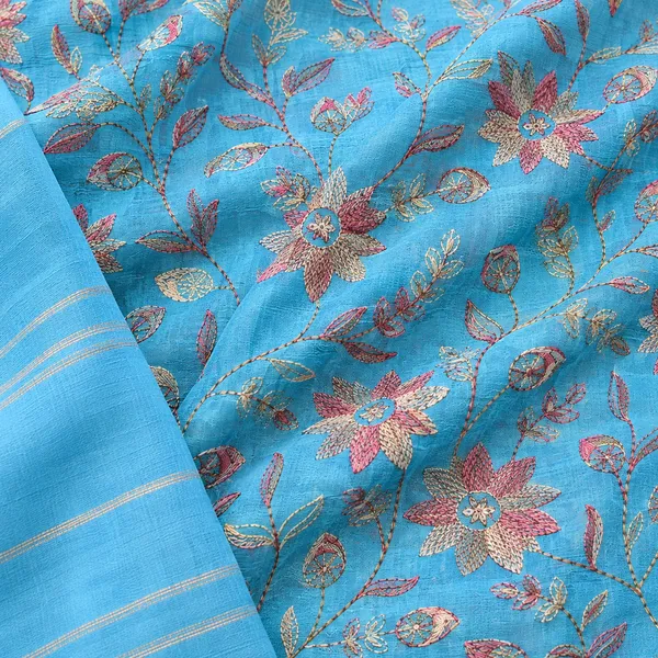 Blue_Chanderi_Sleeveless_Floral_Embroidered_Kurta_Pant_Set_with_Dupatta_for_Women_-_(Sleeves_Included)