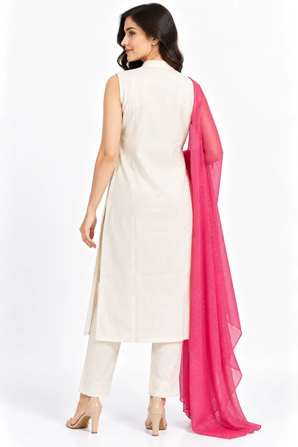 White_Chanderi_Floral_Butta_Embroidered_Kurta_Set_for_Women_–_Sleeveless_(Sleeves_Included)