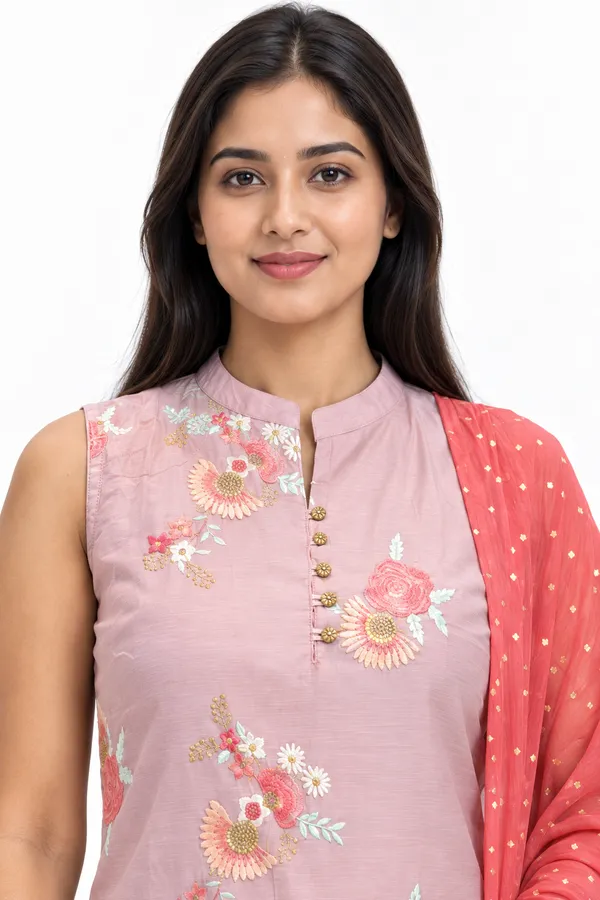Pink_Chanderi_Floral_Butta_Embroidered_Kurta_Set_for_Women_–_Sleeveless_(Sleeves_Included)
