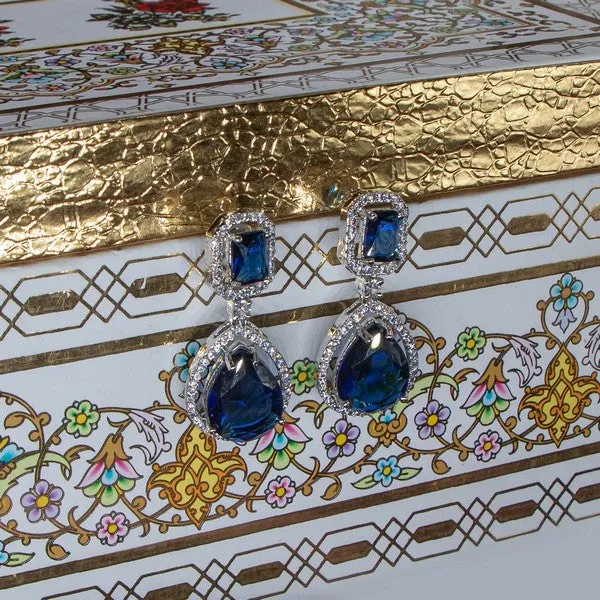 City_Girl_Brass_American_Diamond_Rhodium_Plated_Petal_Glow_Tops_Blue