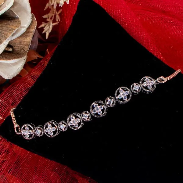 City_Girl_Ad_Brass_Rhodium_Plated_Classic_Stone_Bracelet_With_Adjustable_Chain_Free_Size_Black_Rose