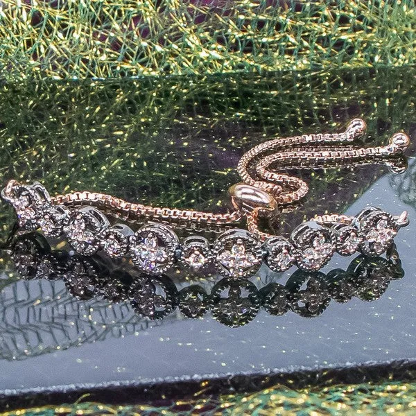 City_Girl_Ad_Brass_Rhodium_Plated_Classic_Stone_Bracelet_With_Adjustable_Chain_Free_Size_Black_Rose