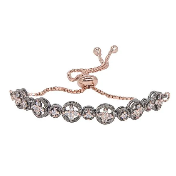 City_Girl_Ad_Brass_Rhodium_Plated_Classic_Stone_Bracelet_With_Adjustable_Chain_Free_Size_Black_Rose