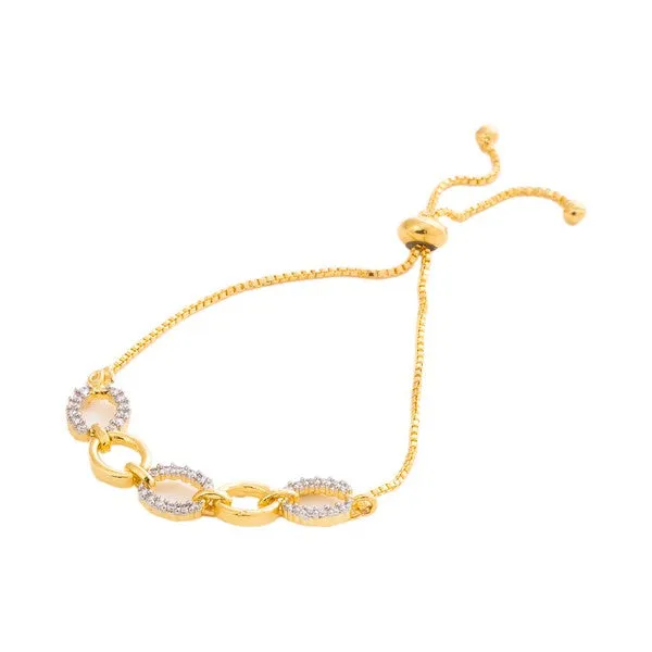 City_Girl_Ad_Brass_Black_Rose_Plated_Floral_Bracelet_With_Adjustable_Chain_Free_Size_Gold