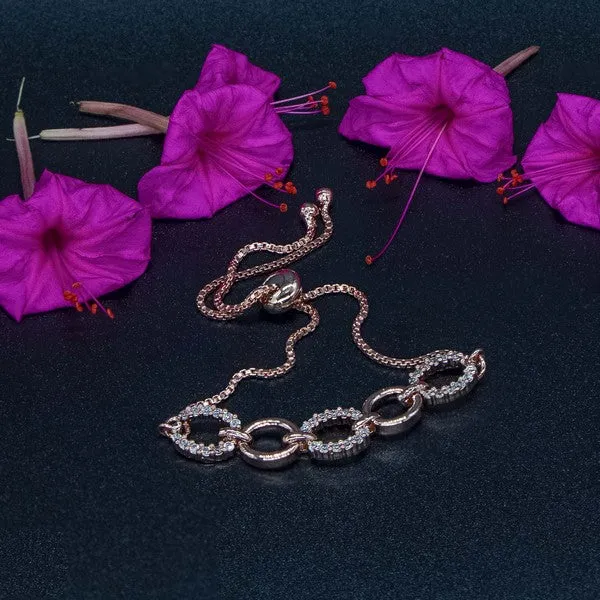 City_Girl_Ad_Brass_Black_Rose_Plated_Bracelet_Statement_Stone_Studded_Adjustable_Chain_Silver