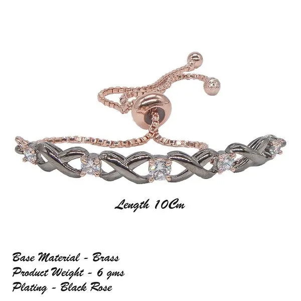 City_Girl_Ad_Brass_Black_Rose_Plated_Bracelet_With_Adjustable_Chain_Free_Size_Black_Rose