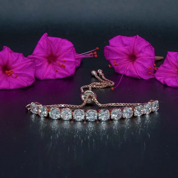 City_Girl_Ad_Brass_Rhodium_Plated_Bracelet_Elegant_Linked_Adjustable_Chain_Silver