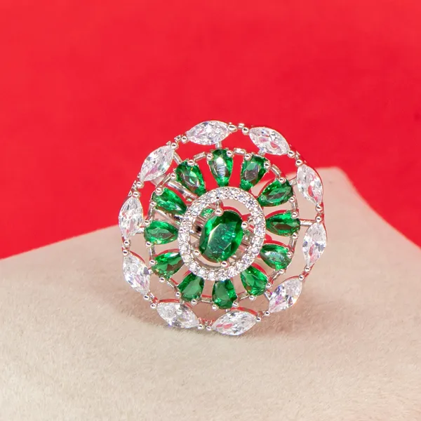 City_Girl_Brass_Green_Cz_Stone_Studded_Rhodium_Plated_Cocktail_Finge_Green_Round_Ring_Free_Size_Default_Title