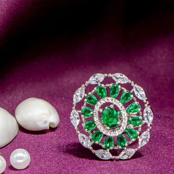 City_Girl_Brass_Green_Cz_Stone_Studded_Rhodium_Plated_Cocktail_Finge_Green_Round_Ring_Free_Size_Default_Title