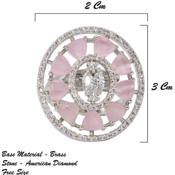 City_Girl_Brass_Pink_Cz_Stone_Studded_Rhodium_Plated_Cocktail_Pink_Floral_Finge_Ring_Free_Size_Default_Title