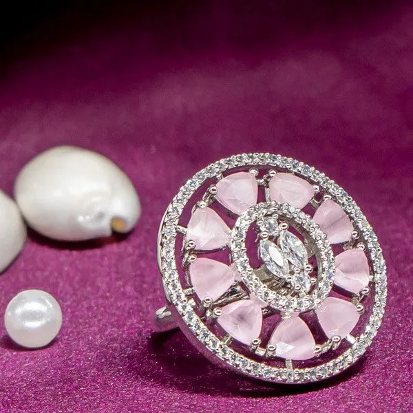 City_Girl_Brass_Pink_Cz_Stone_Studded_Rhodium_Plated_Cocktail_Pink_Floral_Finge_Ring_Free_Size_Default_Title