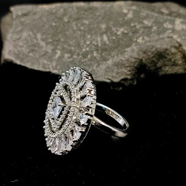 City_Girl_Brass_Cz_Stone_Studded_Rhodium_Plated_Cocktail_Finge_Silver_Round_Ring_Free_Size_Silver