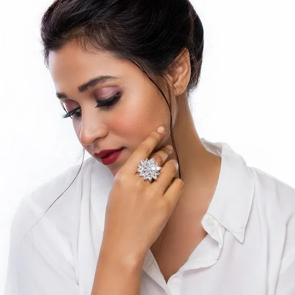 City_Girl_Brass_Cz_Stone_Studded_Rhodium_Plated_Cocktail_Finge_Golden_Leaf_Ring_Free_Size_Silver