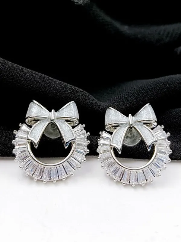 City_Girl_Cz_Stone_Stainless_Steel_Anti_Tarnish_Western_Earring_Silver_Twirl_Design_Silver