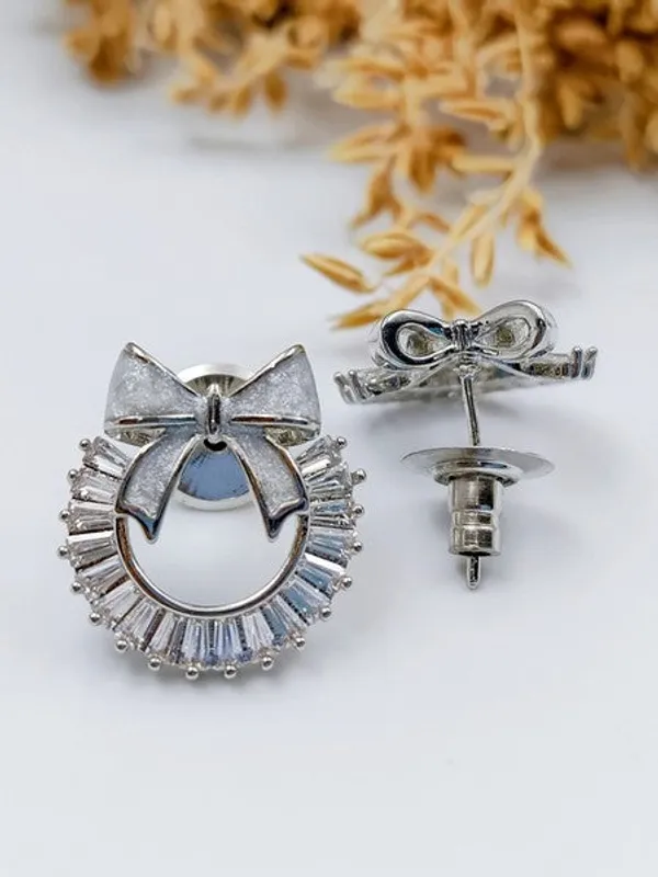 City_Girl_Cz_Stone_Stainless_Steel_Anti_Tarnish_Western_Earring_Silver_Twirl_Design_Silver