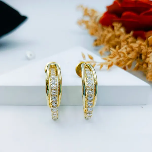 Golden_Glow_Hoop_Cz_Stone_Stainless_Steel_Earrings_Silver