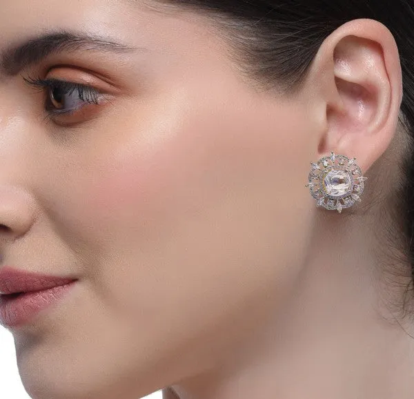 City_Girl_Cz_Stone_Rhodium_Plated_Western_Silver_Stud_Earring_Silver